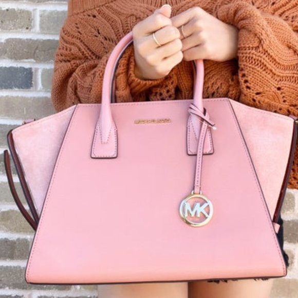 🌹MICHAEL KORS LARGE AVRIL LEATHER SATCHEL w/CROSS BODY STRAP AND SATIN D… - Picture 6 of 13